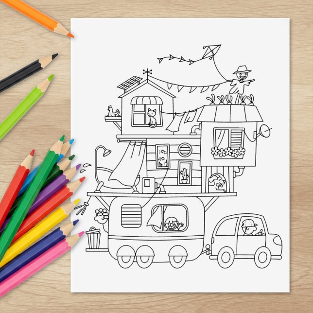 Camping-Trailer-Farbseite Gummistempel (Von Creator hochgeladen)