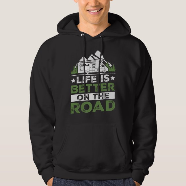 Camping Trailer On The Road Camper Hoodie (Vorderseite)