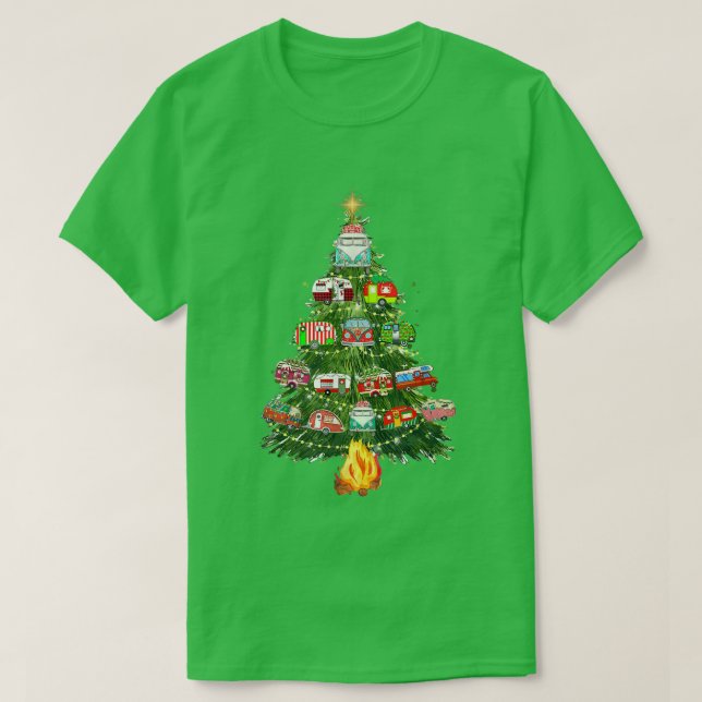 Camping Trailer Weihnachtsbaum Camping Camper RV X T-Shirt (Design vorne)