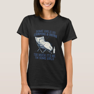 Camping Trinkende Katze Fauler Sommerurlaub Relaxe T-Shirt