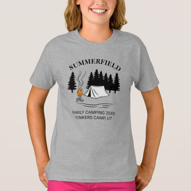 Camping Trip Campfire Familie Wiedersehen Custom T-Shirt (Vorderseite)
