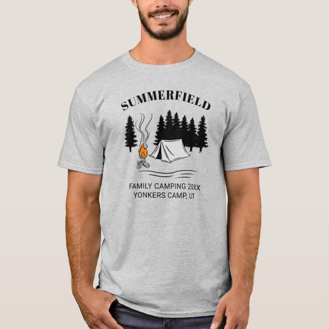Camping Trip Campfire Familie Wiedersehen Custom V T-Shirt (Vorderseite)