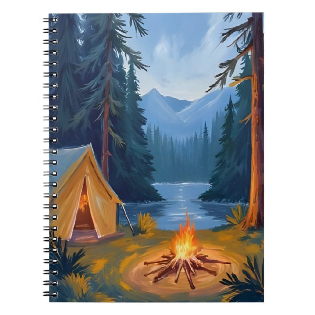 Camping Trip Forest Campfire Tent Watercolor Notizblock (Vorderseite)