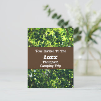 Camping Trip Green Leaf Wiedersehen Einladung Postkarte
