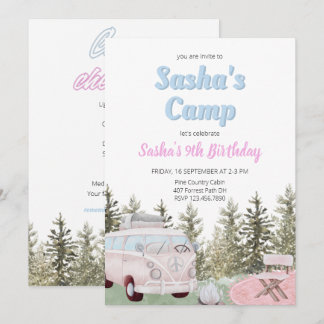 Camping Truck Forest Girl Geburtstag Einladung