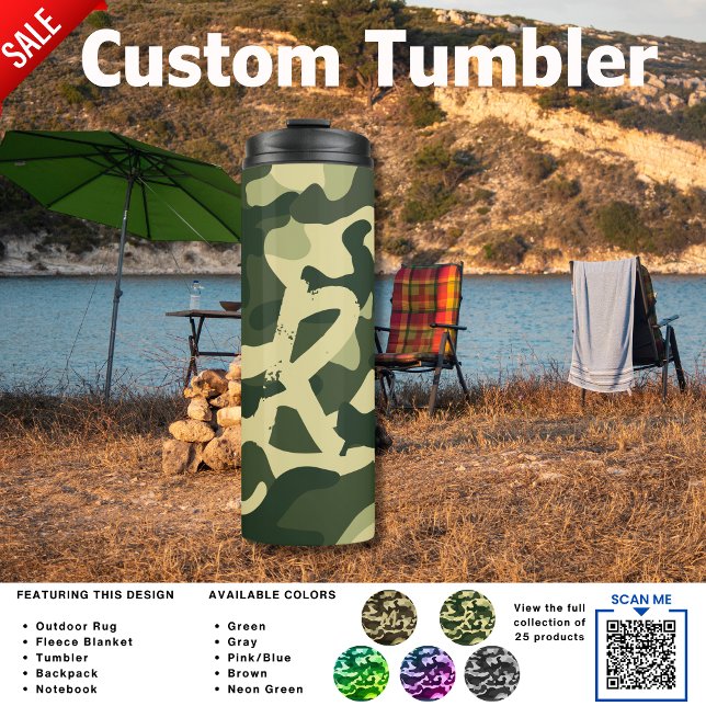 Camping Tumbler | ADD INITIAL Camouflage Kids Teen Thermosbecher (Von Creator hochgeladen)