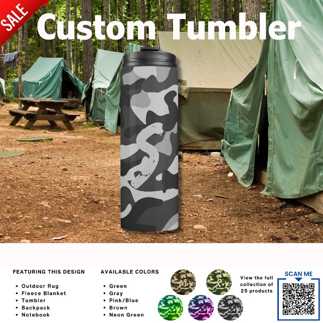 Camping Tumbler | ADD INITIAL Camouflage Kids Teen Thermosbecher (Von Creator hochgeladen)