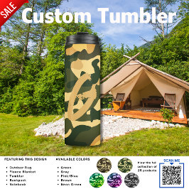 Camping Tumbler | ADD INITIAL Camouflage Kids Teen Thermosbecher