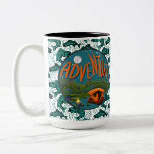 Camping- und Angelabenteuer Zweifarbige Tasse