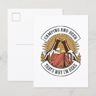 Camping und Bier Einladungspostkarte