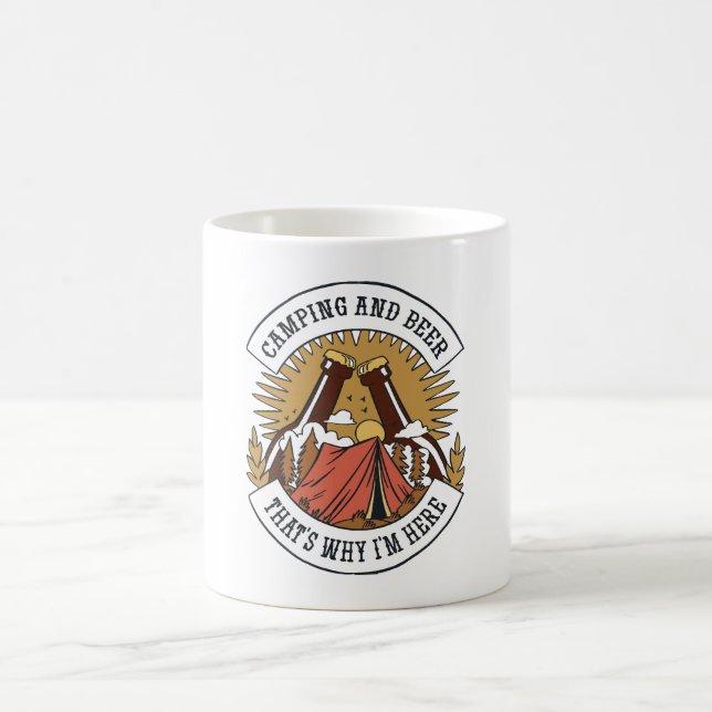 Camping und Bier Kaffeetasse (Mittel)