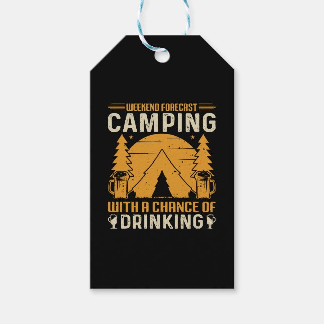 Camping und Trinken Geschenkanhänger (Vorderseite)