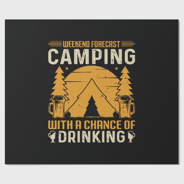 Camping und Trinken Geschenkpapier (Flach)