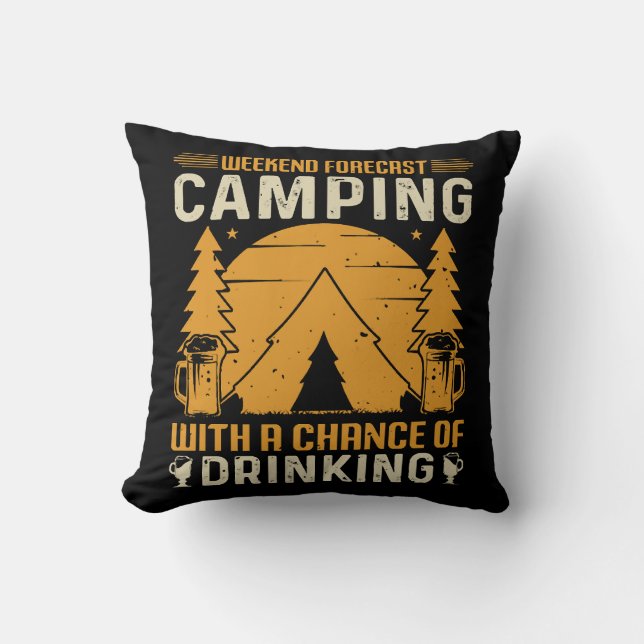 Camping und Trinken Kissen (Vorderseite)