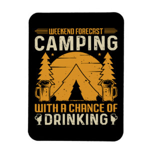 Camping und Trinken Magnet