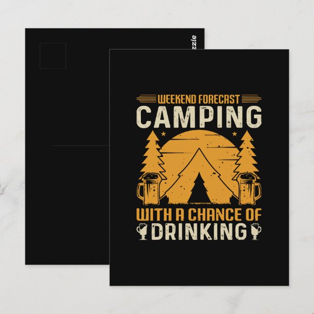 Camping und Trinken Postkarte (Vorne/Hinten)