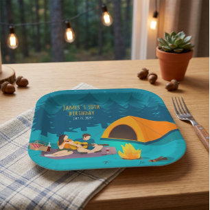 Camping Unter den Sternen Geburtstagsparty Papier Pappteller