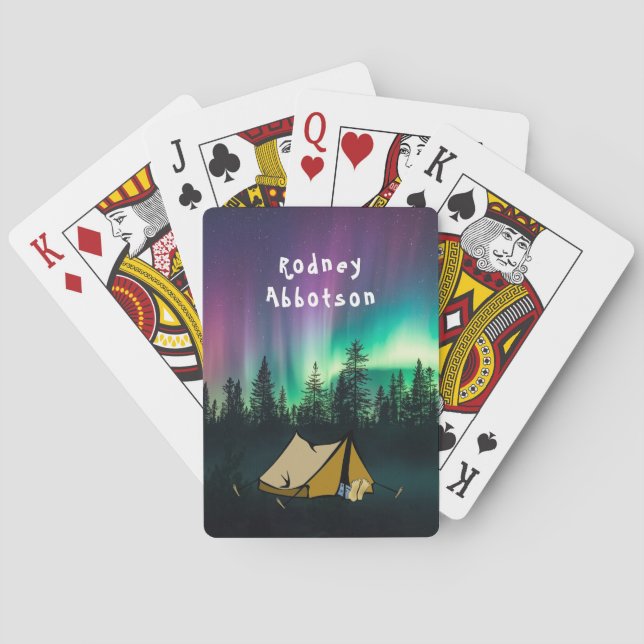 Camping unter der Aurora Borealis - Personalisiere Spielkarten (Rückseite)