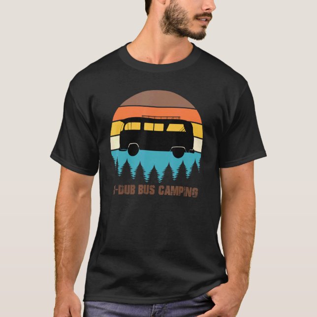 Camping V-Dub Bus Sunset Retro T-Shirt (Vorderseite)