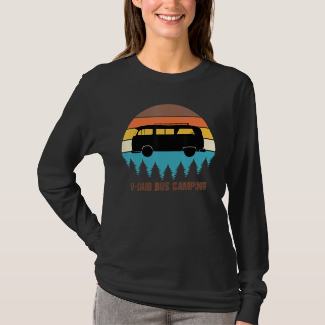 Camping V-Dub Bus Sunset Retro T-Shirt (Vorderseite)