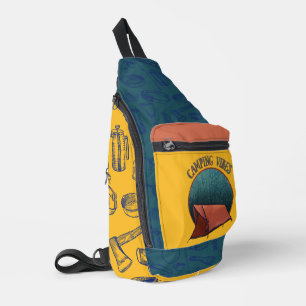 Camping Vibes Gear Print Cut Nähtasche Crossbody Bag