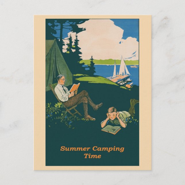 Camping Vintag Summer Travel Poster Postkarte (Vorderseite)