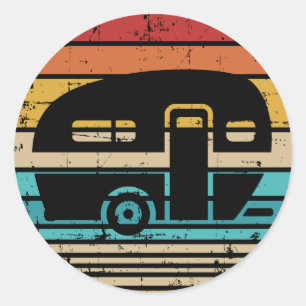 Camping Vintag Wohnwagen Anhänger Runder Aufkleber