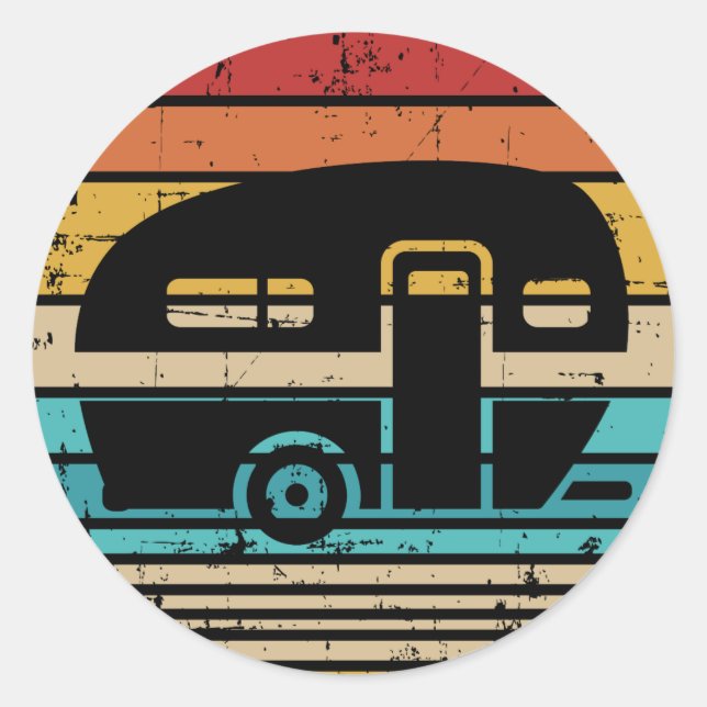 Camping Vintag Wohnwagen Anhänger Runder Aufkleber (Vorderseite)
