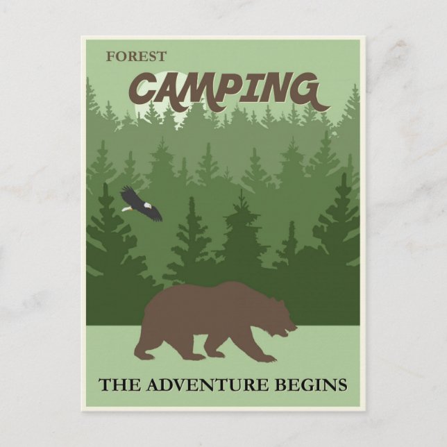Camping Vintage Travel Poster Postkarte (Vorderseite)