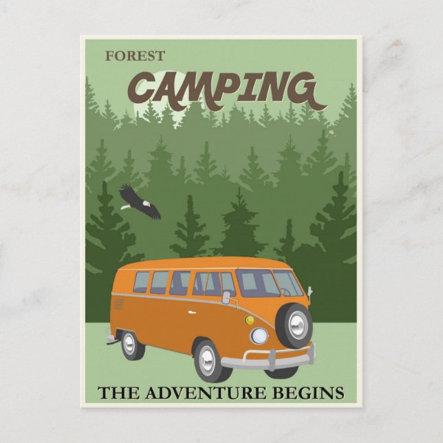 Camping Vintage Travel Poster Postkarte (Vorderseite)