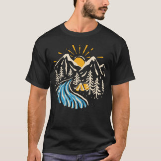 Camping Wandern Berg Natur Fluss vintage T-Shirt