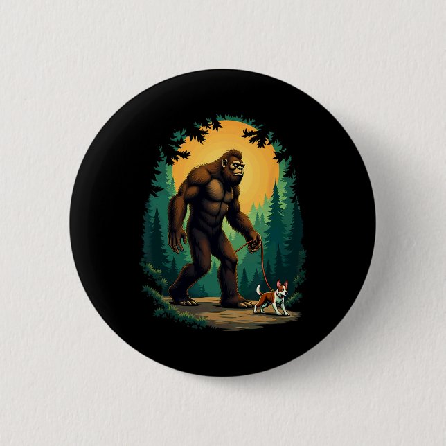 Camping Wandern Bigfoot Gehen mit Boston Terrier Button (Vorderseite)