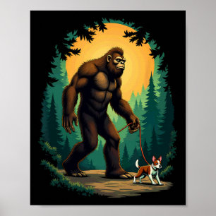 Camping Wandern Bigfoot Gehen mit Boston Terrier Poster