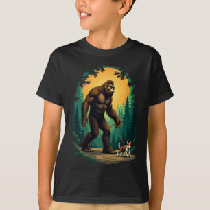 Camping Wandern Bigfoot Gehen mit Boston Terrier T-Shirt
