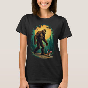 Camping Wandern Bigfoot Gehen mit Boston Terrier T-Shirt