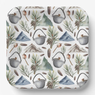 Camping, Wandern, Freizeit und Natur Pappteller