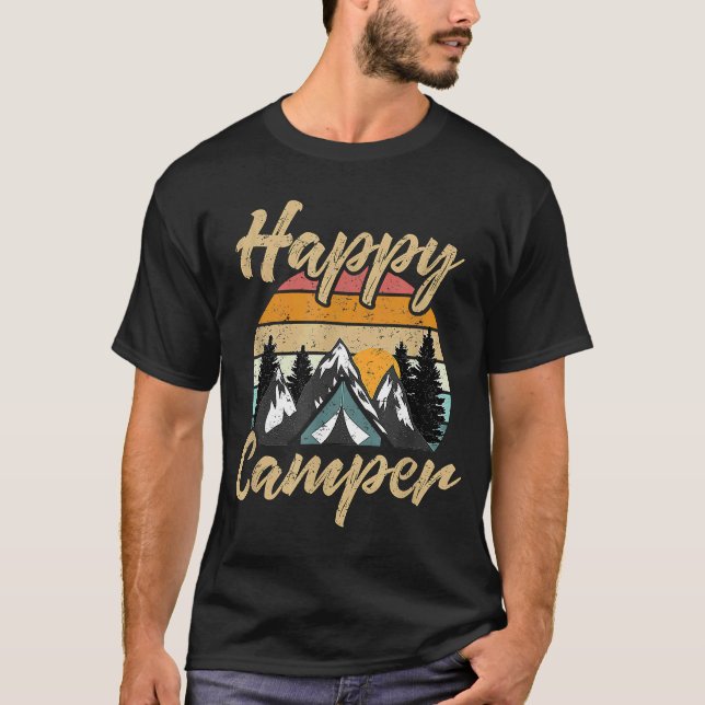 Camping Wandern Moderner Glückscamper T-Shirt (Vorderseite)