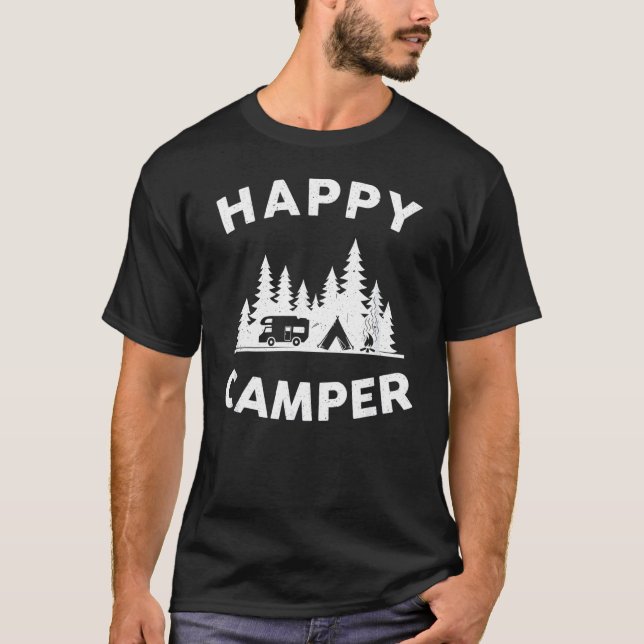 Camping Wandern Moderner Glückscamper T-Shirt (Vorderseite)