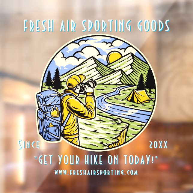 Camping Wandern Sportartikelladen anpassen Fensteraufkleber (Blatt 2)