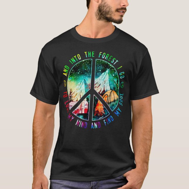 Camping wandern und in den Wald gehe ich zu verlie T-Shirt (Vorderseite)