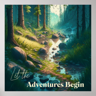 Camping Wanderweg in Wald   Digitale Kunst Poster
