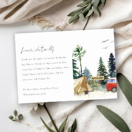 Camping Watercolor Pine Forest Wedding Details Begleitkarte