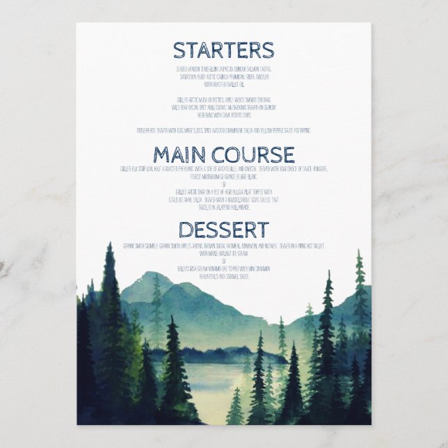 Camping Wedding Menu Cards Menükarte (Vorderseite)