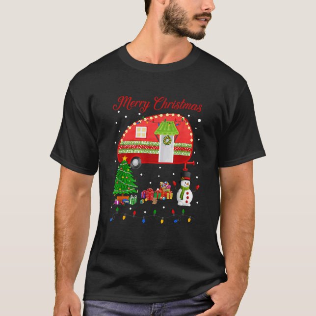 Camping Weihnachts-Happy Camper Xmas Camp Geschenk T-Shirt (Vorderseite)