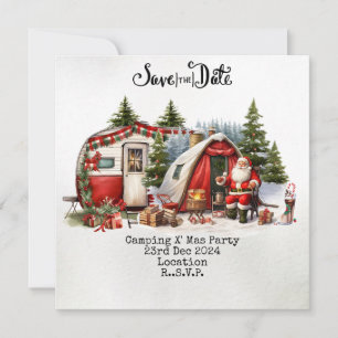 Camping Weihnachts-Party Feiertagskarte
