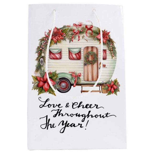 Camping Weihnachts Themencampingplatz Mittlere Geschenktüte (Vorderseite)