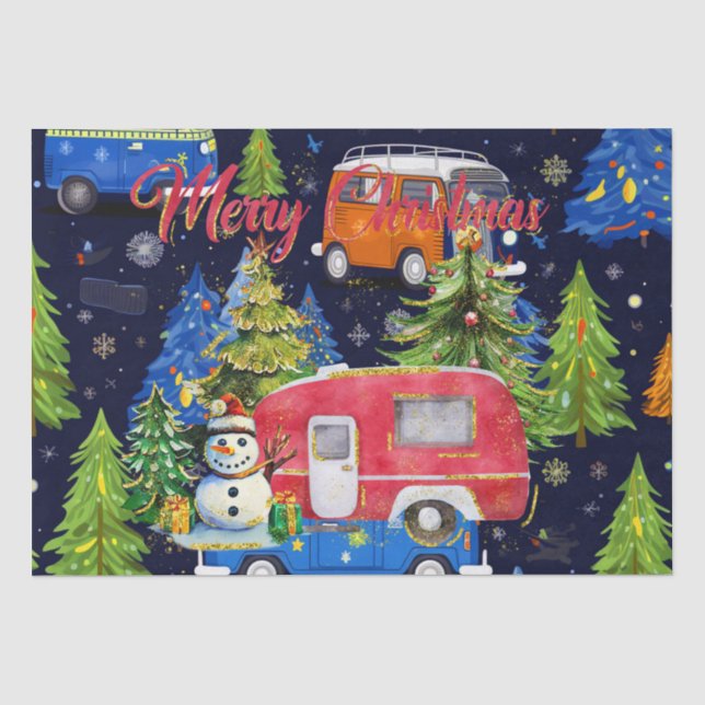Camping Weihnachts Themencampingplatz Seidenpapier (Vorderseite)