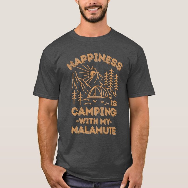 Camping with malamute retro T-Shirt (Vorderseite)