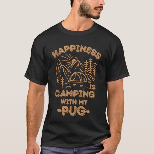 Camping with pug gift T-Shirt (Vorderseite)