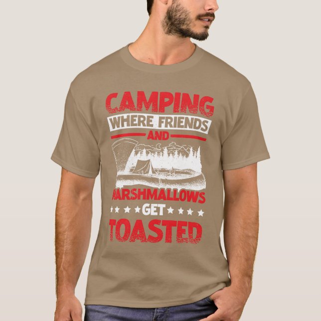 Camping wo Freunde und Marshmallowsost T-Shirt (Vorderseite)